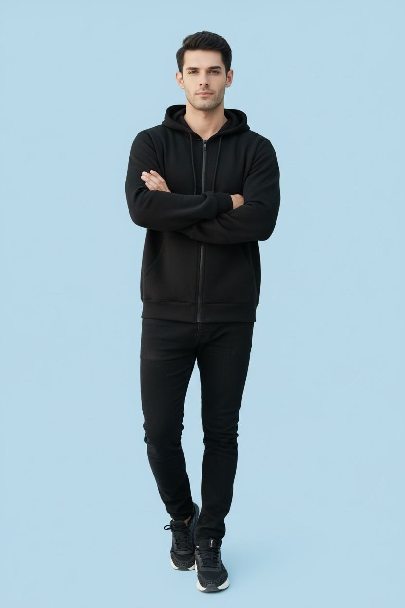 Zipper Cotton Hood Black - Image 4