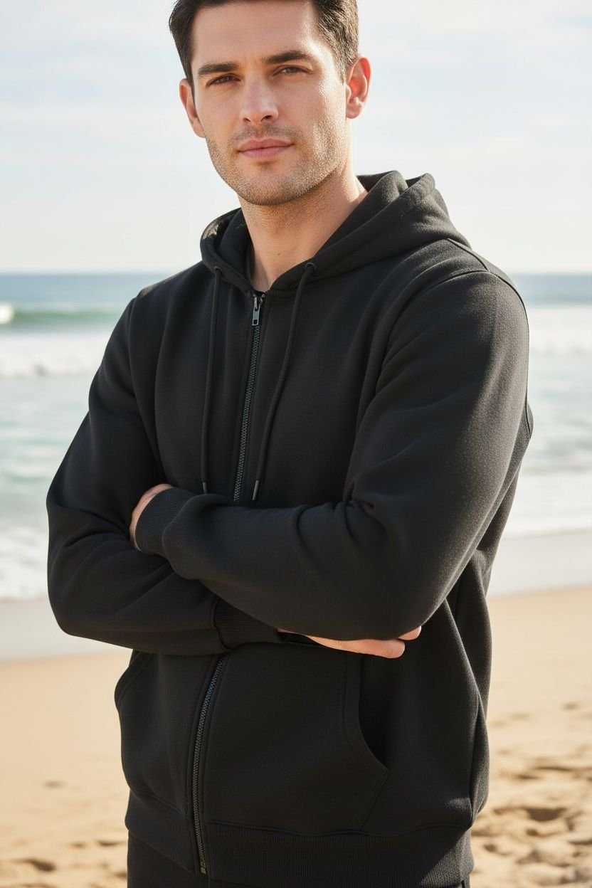 Zipper Cotton Hood Black - Image 2