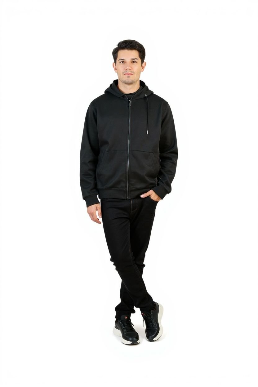 Zipper Cotton Hood Black - Image 3