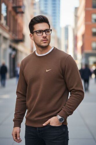 Mock Neck Brown