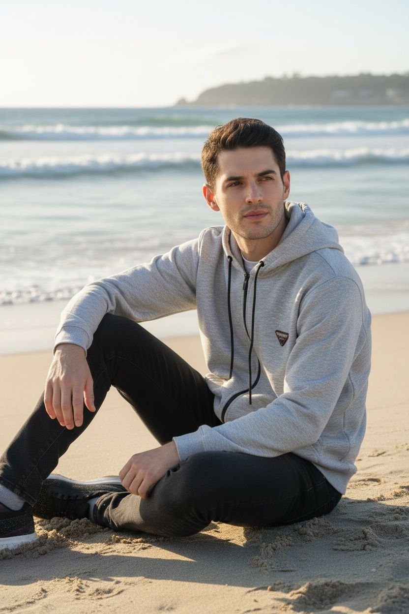 Zipper Cotton Hood Grey - Image 4