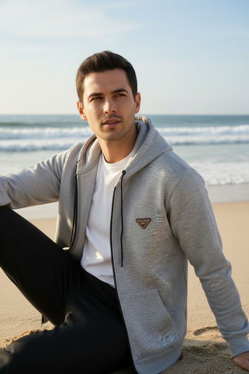 Zipper Cotton Hood Grey - Image 3