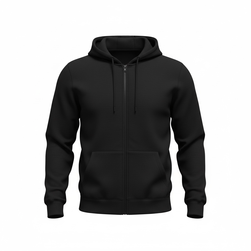 Zipper Cotton Hood Black