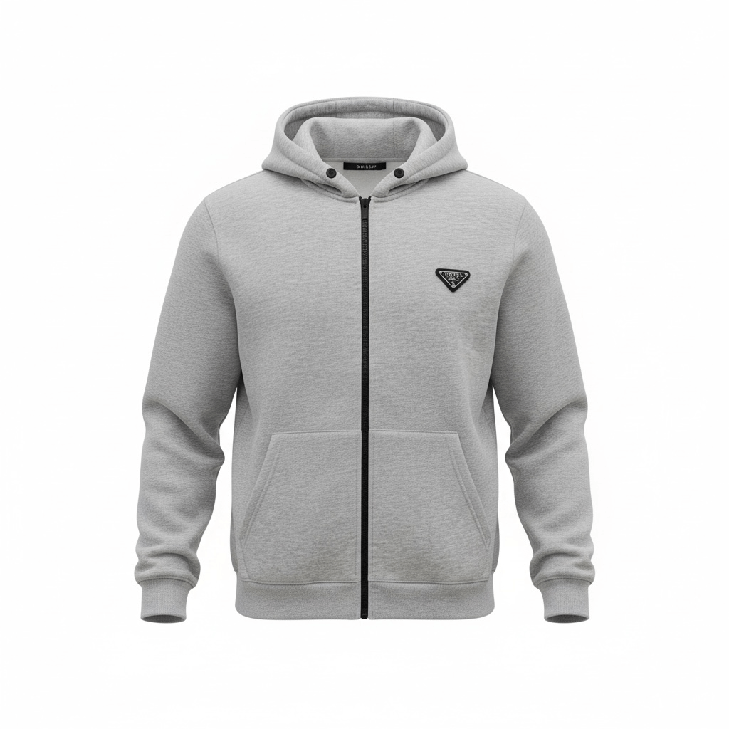 Zipper Cotton Hood Grey