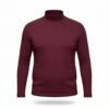 Maroon mock neck sweater with long sleeves shown on a clean white background